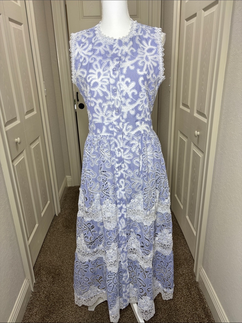 Waimari Gaia Lace Embroidered Luxury
Resort Wear Maxi Dress Blue Size M NWT - Picture 2 of 11